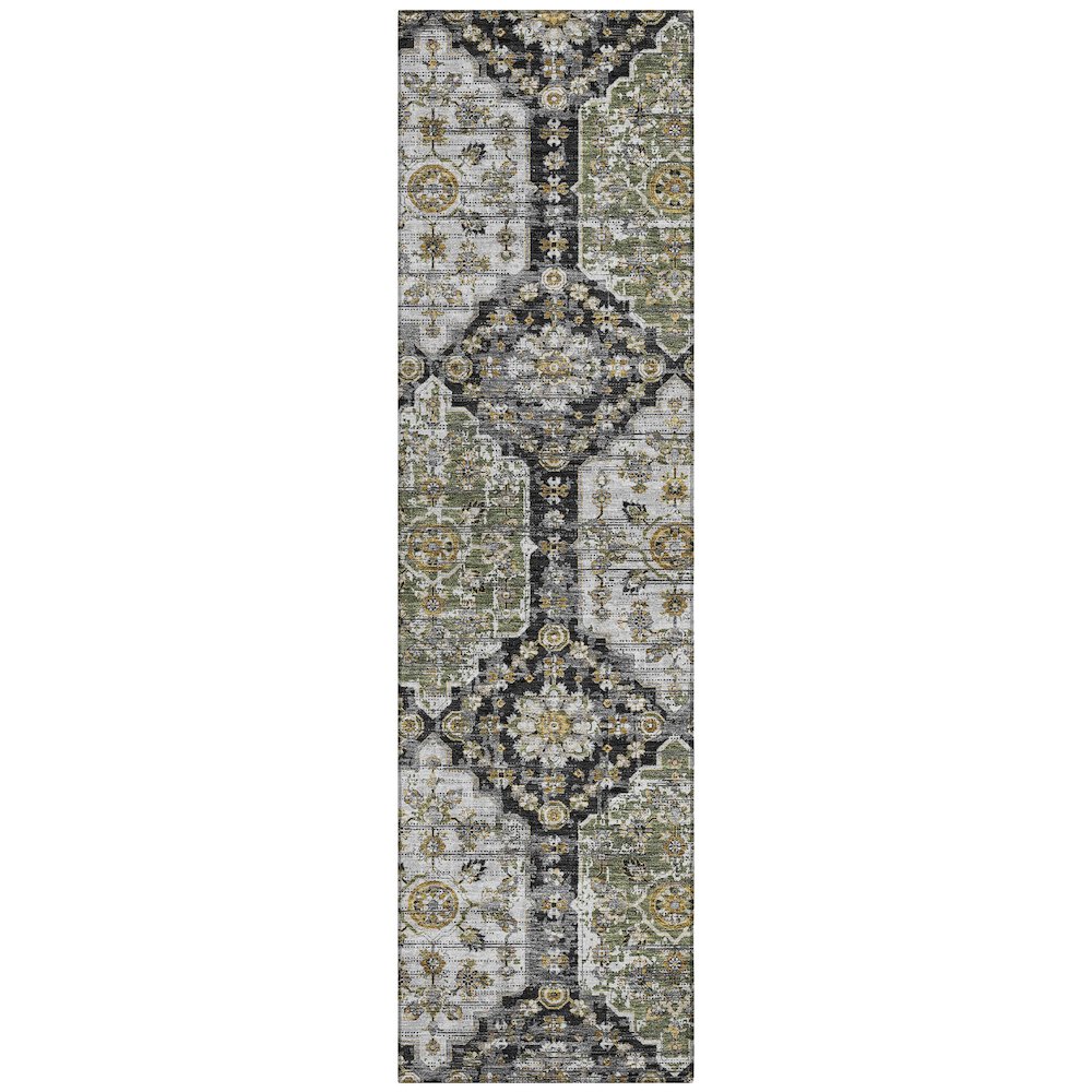 Machine Washable Indoor/Outdoor Chantille ACN2643 Black 2'3" x 7'6" Runner Rug. Picture 1