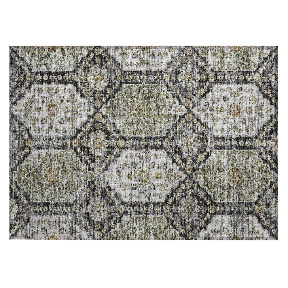 Machine Washable Indoor/Outdoor Chantille ACN2643 Black 1'8" x 2'6" Rug. Picture 1