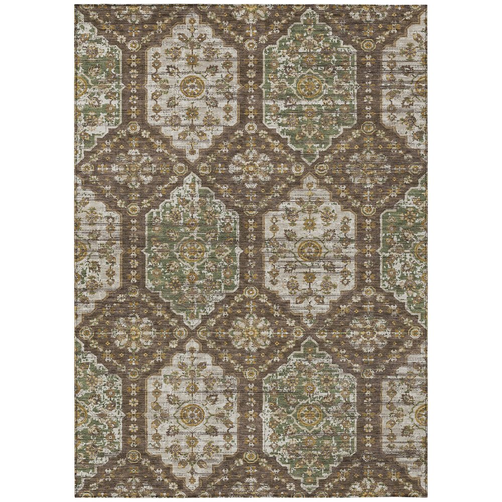 Machine Washable Indoor/Outdoor Chantille ACN2643 Brown 2'6" x 3'10" Rug. Picture 1