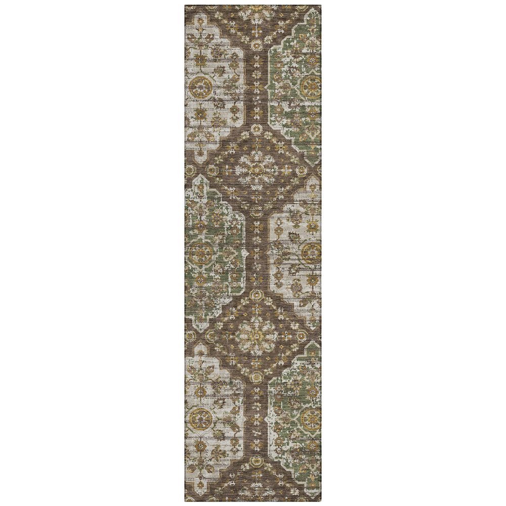 Machine Washable Indoor/Outdoor Chantille ACN2643 Brown 2'3" x 7'6" Runner Rug. Picture 1