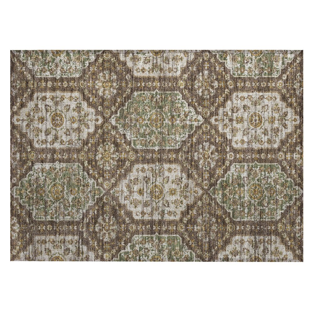 Machine Washable Indoor/Outdoor Chantille ACN2643 Brown 1'8" x 2'6" Rug. Picture 1