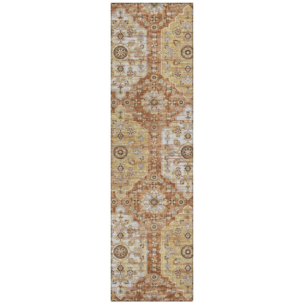 Machine Washable Indoor/Outdoor Chantille ACN2643 Orange 2'3" x 7'6" Runner Rug. Picture 1