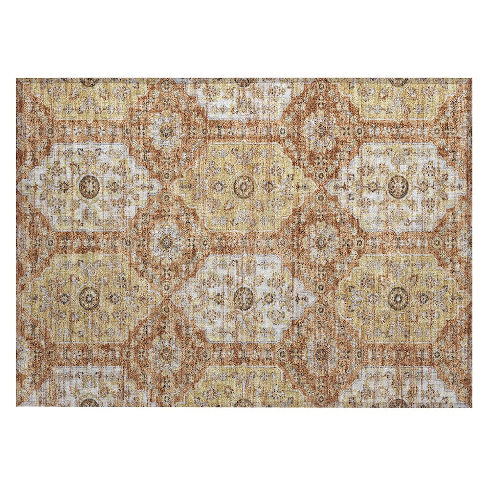 Machine Washable Indoor/Outdoor Chantille ACN2643 Orange 1'8" x 2'6" Rug. Picture 1