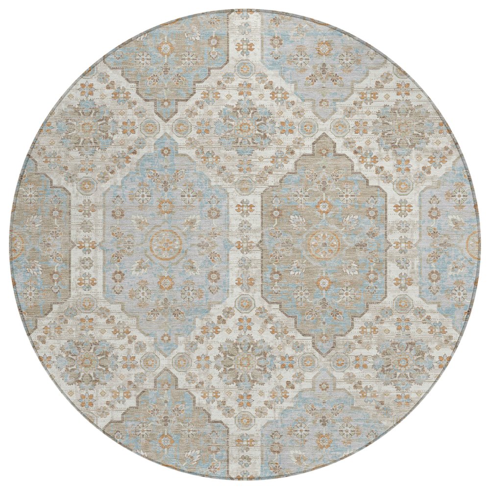 Machine Washable Indoor/Outdoor Chantille ACN2643 Ivory 8' x 8' Round Rug. Picture 1