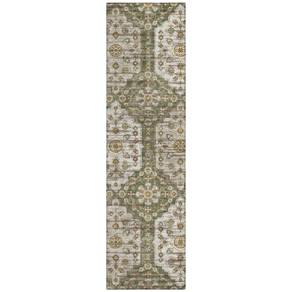 Machine Washable Indoor/Outdoor Chantille ACN2643 Green 2'3" x 7'6" Runner Rug. Picture 1