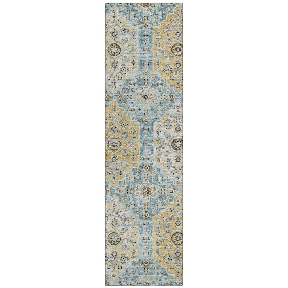 Machine Washable Indoor/Outdoor Chantille ACN2643 Teal 2'3" x 7'6" Runner Rug. Picture 1