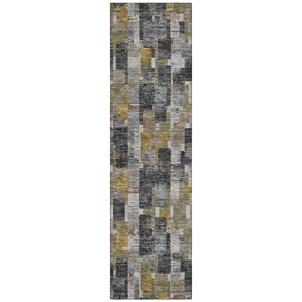 Machine Washable Indoor/Outdoor Chantille ACN2644 Black 2'3" x 7'6" Runner Rug. Picture 1