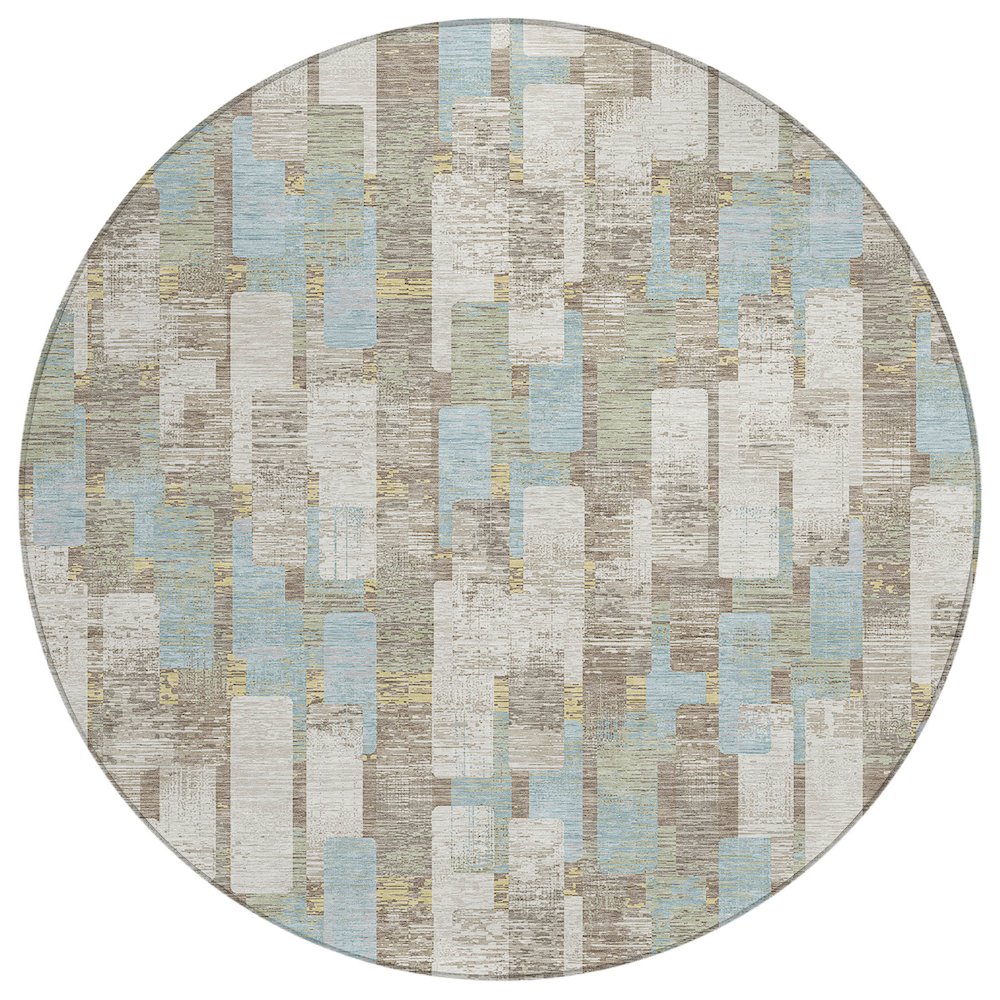 Machine Washable Indoor/Outdoor Chantille ACN2644 Ivory 8' x 8' Round Rug. Picture 1