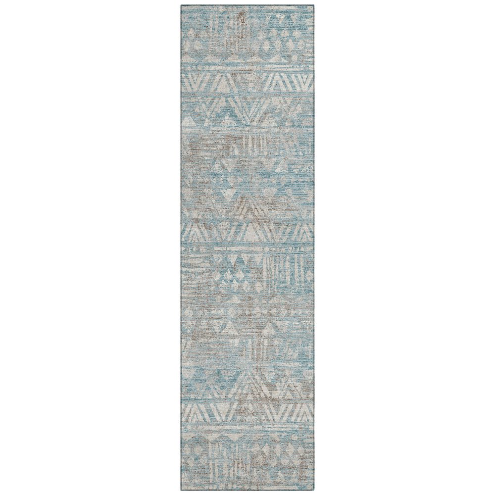 Machine Washable Indoor/Outdoor Chantille ACN2645 Teal 2'3" x 7'6" Runner Rug. Picture 1