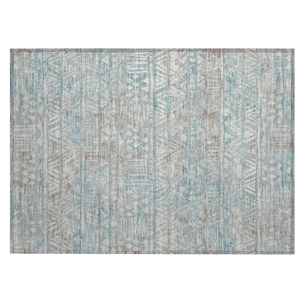 Machine Washable Indoor/Outdoor Chantille ACN2645 Teal 1'8" x 2'6" Rug. Picture 1