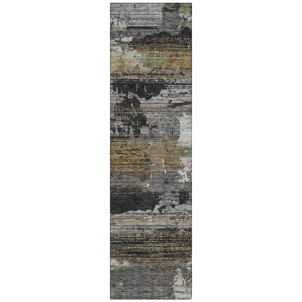 Machine Washable Indoor/Outdoor Chantille ACN2646 Black 2'3" x 7'6" Runner Rug. Picture 1