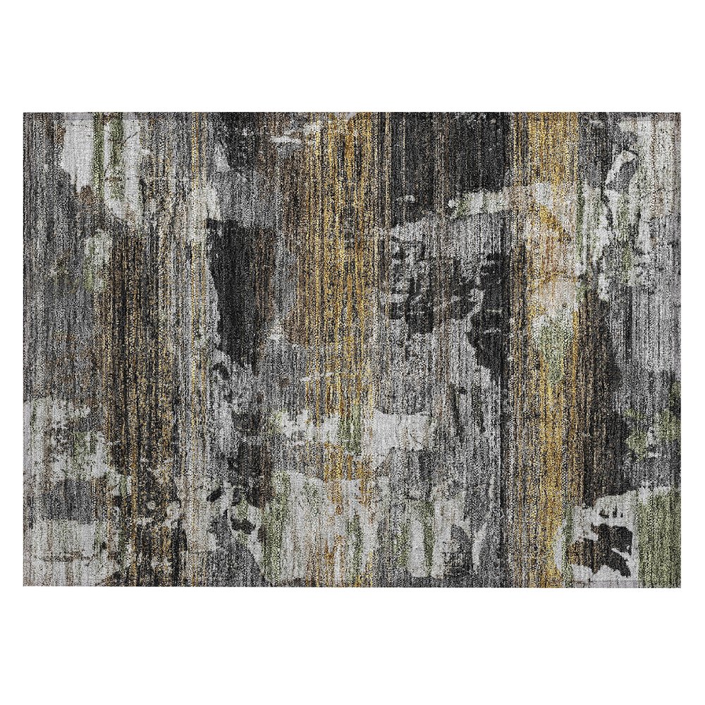 Machine Washable Indoor/Outdoor Chantille ACN2646 Black 1'8" x 2'6" Rug. Picture 1