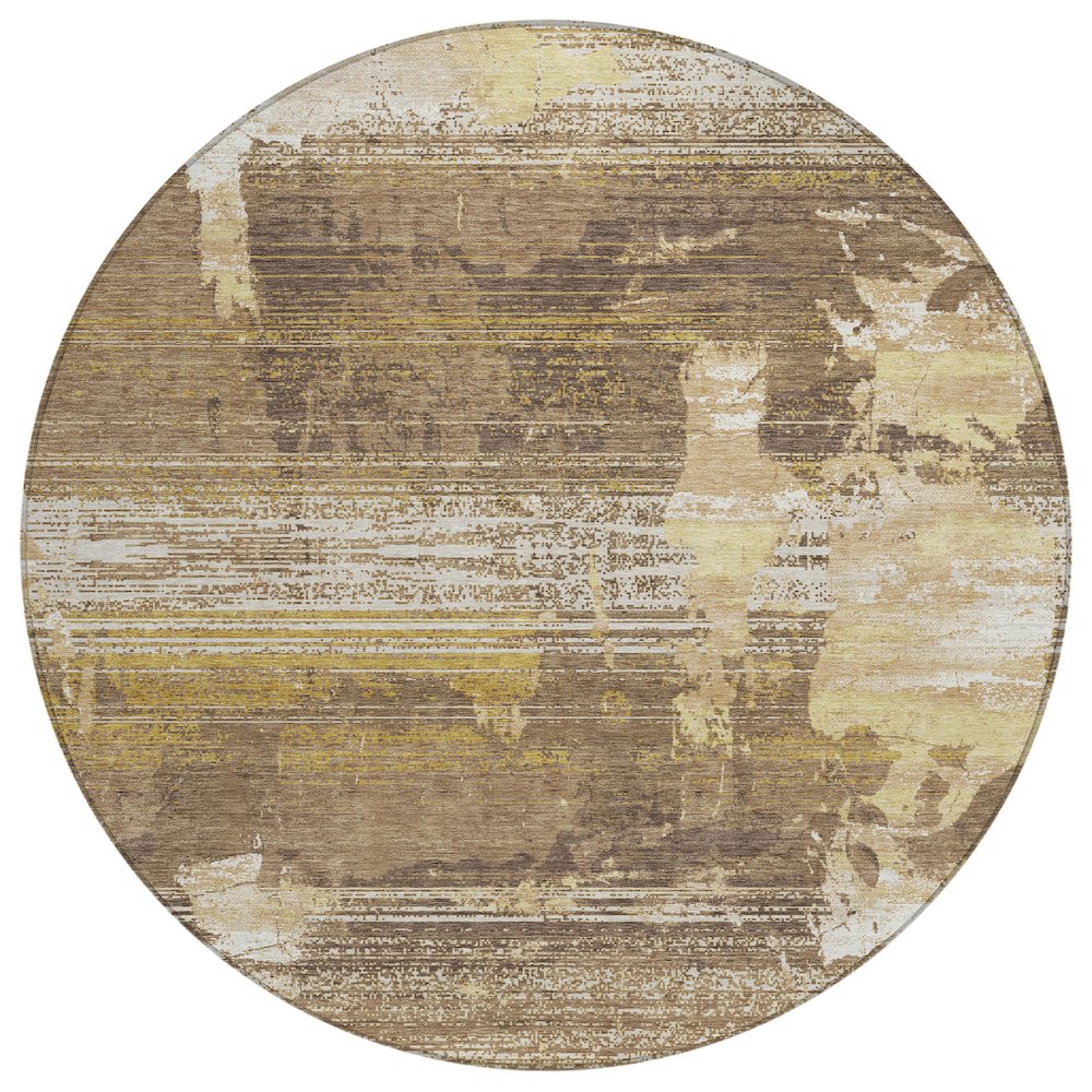 Machine Washable Indoor/Outdoor Chantille ACN2646 Brown 8' x 8' Round Rug. Picture 1