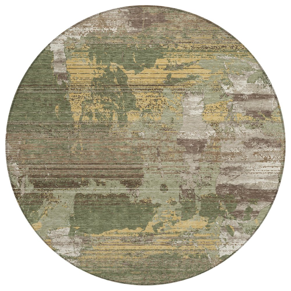 Machine Washable Indoor/Outdoor Chantille ACN2646 Green 8' x 8' Round Rug. Picture 1