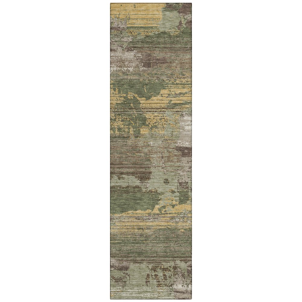 Machine Washable Indoor/Outdoor Chantille ACN2646 Green 2'3" x 7'6" Runner Rug. Picture 1