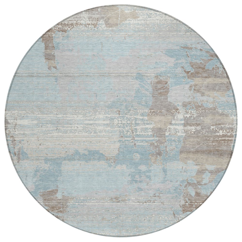 Machine Washable Indoor/Outdoor Chantille ACN2646 Blue 8' x 8' Round Rug. Picture 1