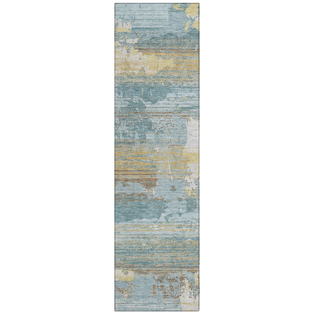 Machine Washable Indoor/Outdoor Chantille ACN2646 Teal 2'3" x 7'6" Runner Rug. Picture 1