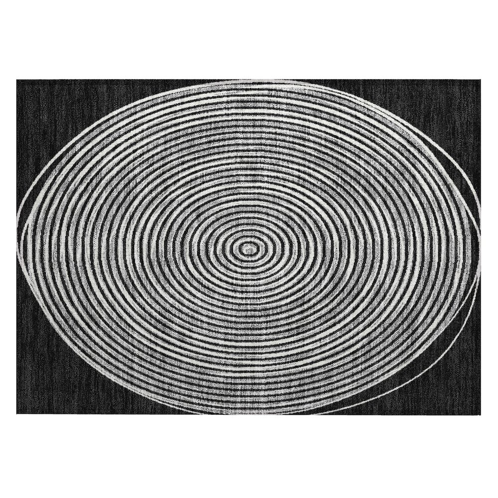 Machine Washable Indoor/Outdoor Chantille ACN2647 Black 1'8" x 2'6" Rug. Picture 1