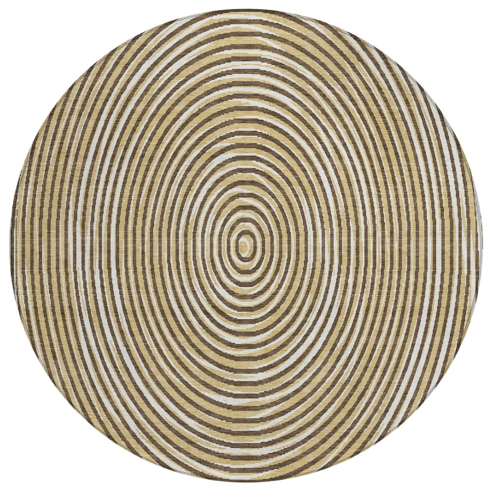 Machine Washable Indoor/Outdoor Chantille ACN2647 Brown 8' x 8' Round Rug. Picture 1