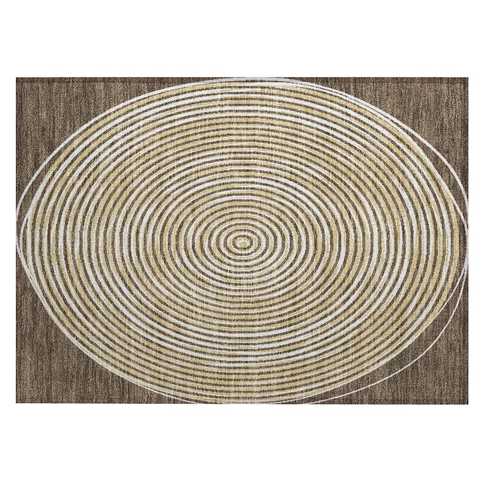 Machine Washable Indoor/Outdoor Chantille ACN2647 Brown 1'8" x 2'6" Rug. Picture 1