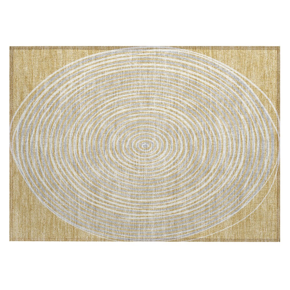 Machine Washable Indoor/Outdoor Chantille ACN2647 Gold 1'8" x 2'6" Rug. Picture 1