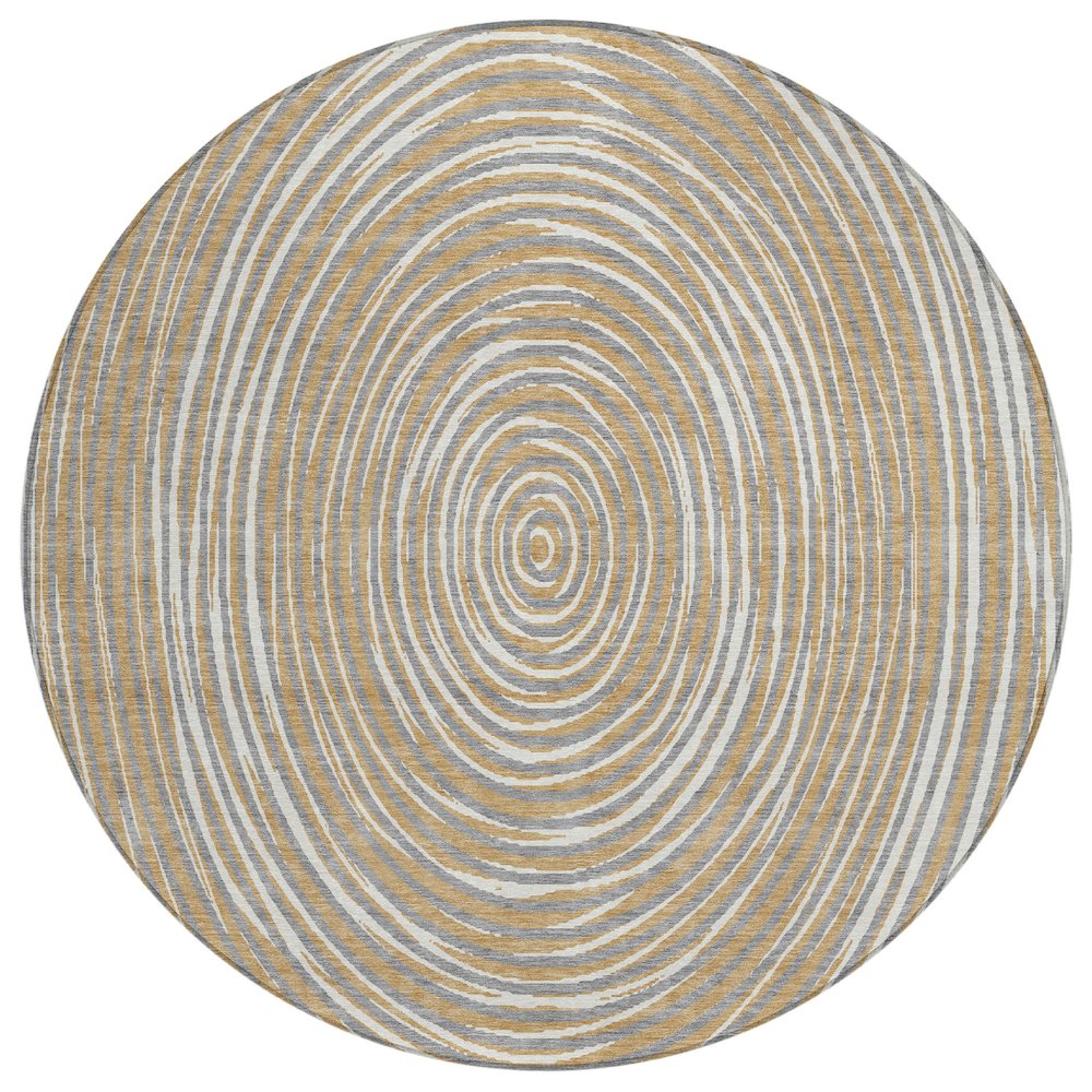 Machine Washable Indoor/Outdoor Chantille ACN2647 Gray 8' x 8' Round Rug. Picture 1