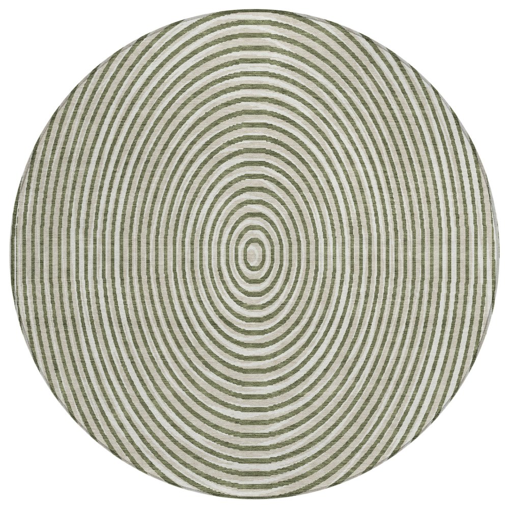 Machine Washable Indoor/Outdoor Chantille ACN2647 Green 8' x 8' Round Rug. Picture 1