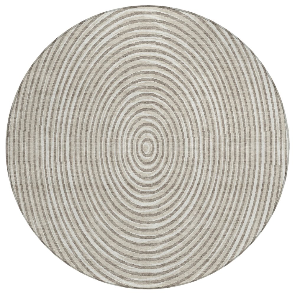 Machine Washable Indoor/Outdoor Chantille ACN2647 Brown 8' x 8' Round Rug. Picture 1