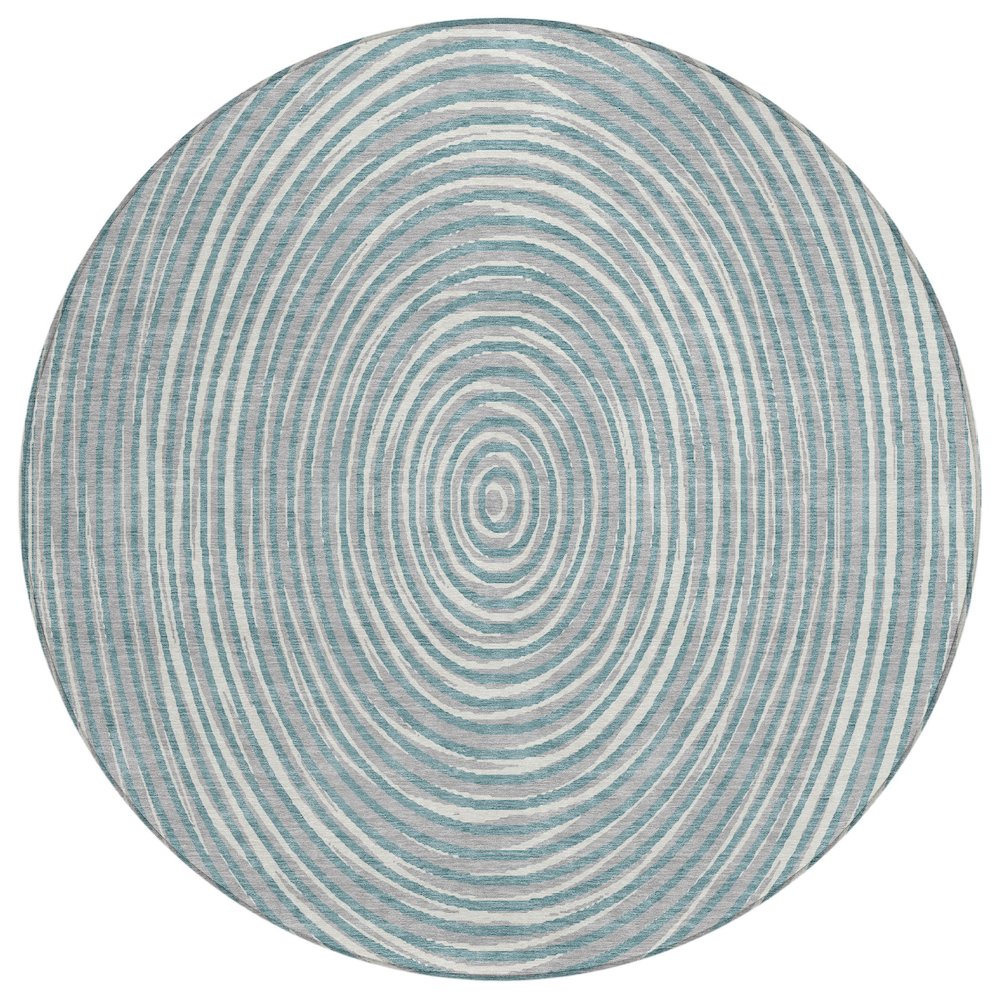 Machine Washable Indoor/Outdoor Chantille ACN2647 Teal 8' x 8' Round Rug. Picture 1