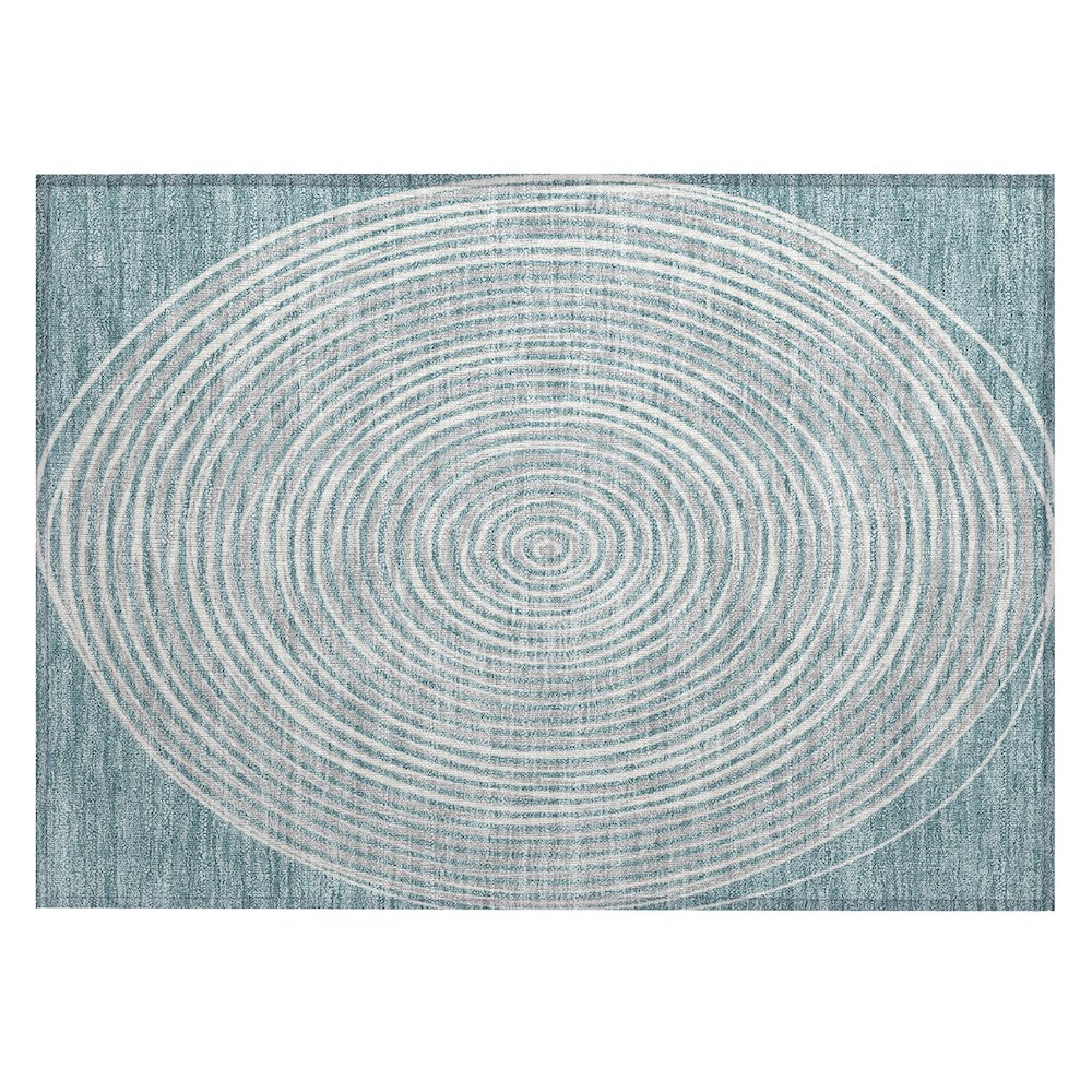 Machine Washable Indoor/Outdoor Chantille ACN2647 Teal 1'8" x 2'6" Rug. Picture 1