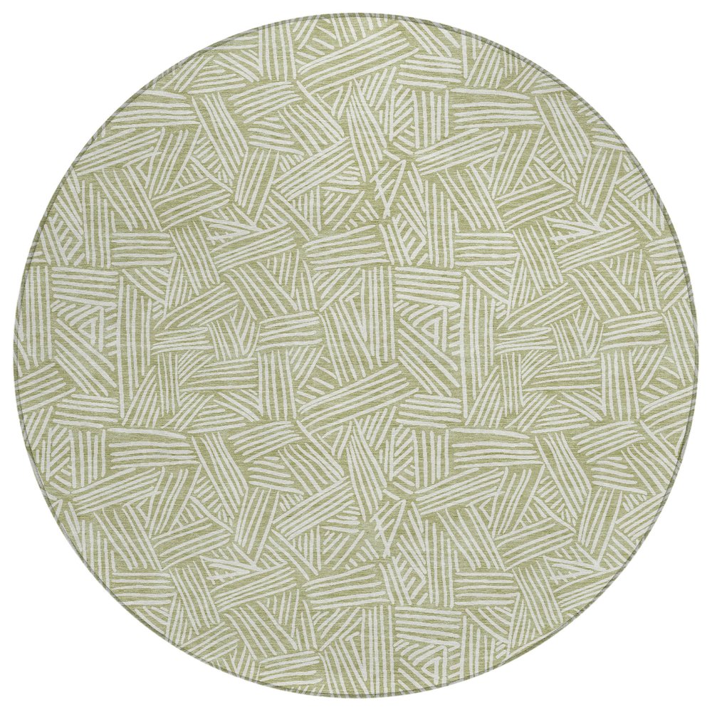 Machine Washable Indoor/Outdoor Chantille ACN2648 Green 8' x 8' Round Rug. Picture 1