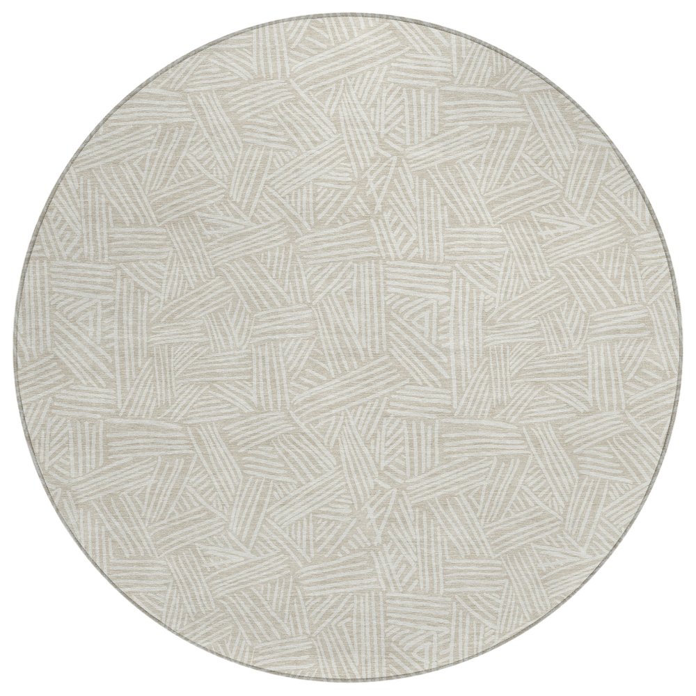 Machine Washable Indoor/Outdoor Chantille ACN2648 Brown 8' x 8' Round Rug. Picture 1