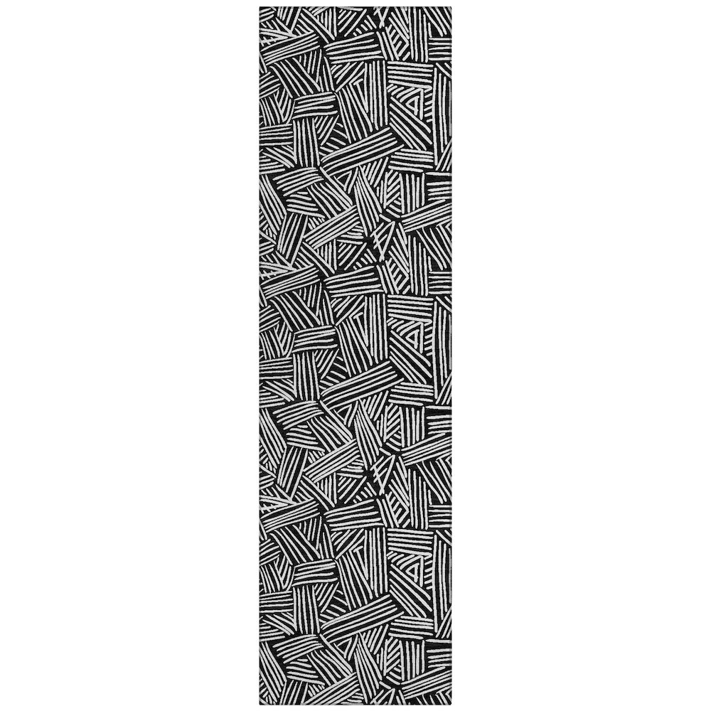 Machine Washable Indoor/Outdoor Chantille ACN2648 Black 2'3" x 7'6" Runner Rug. Picture 1