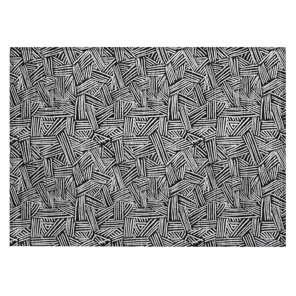 Machine Washable Indoor/Outdoor Chantille ACN2648 Black 1'8" x 2'6" Rug. Picture 1