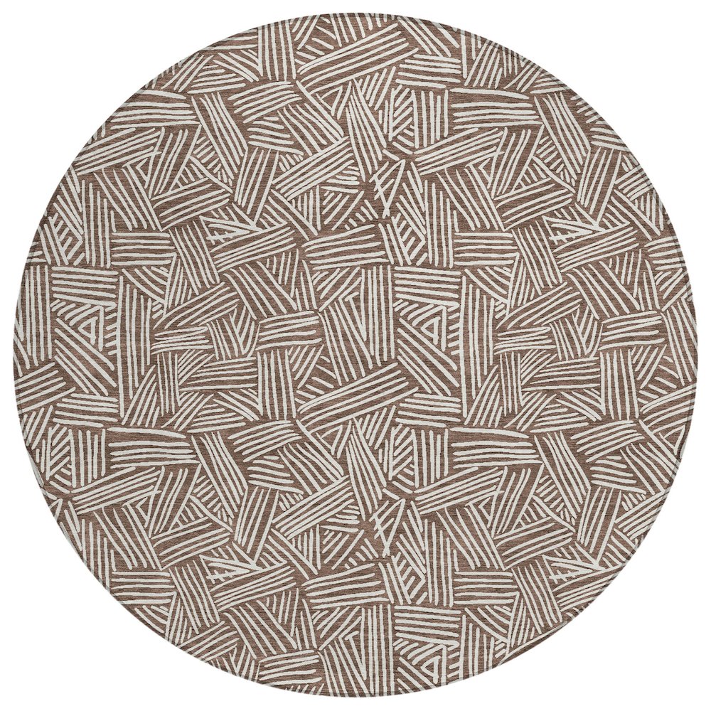 Machine Washable Indoor/Outdoor Chantille ACN2648 Brown 8' x 8' Round Rug. Picture 1