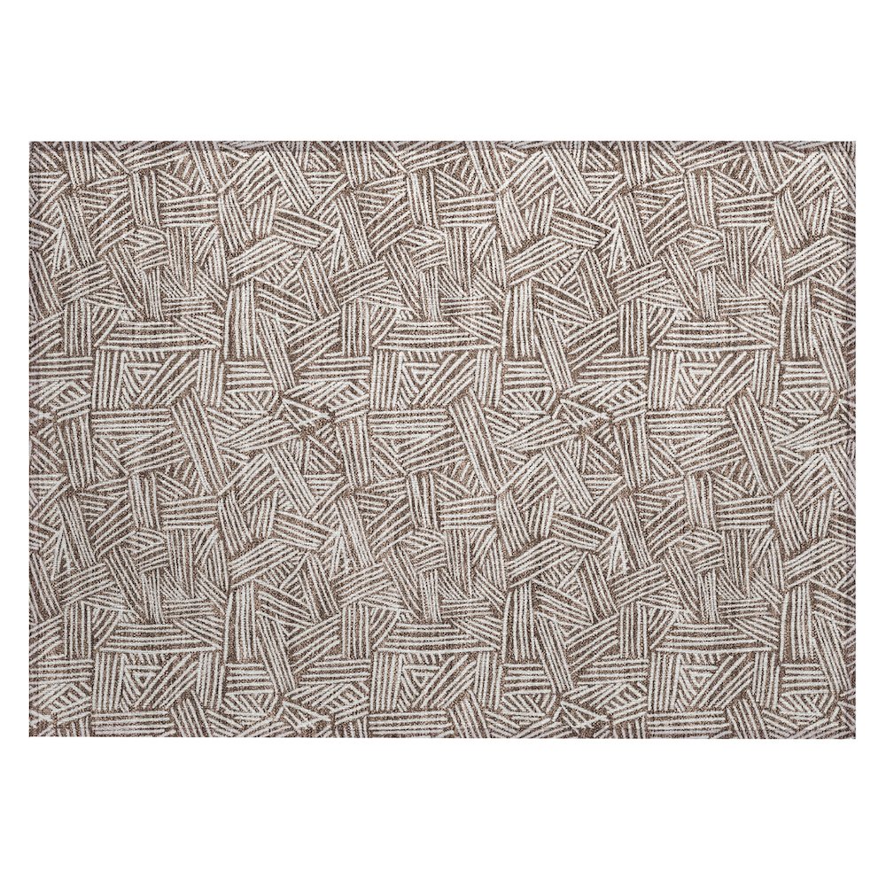 Machine Washable Indoor/Outdoor Chantille ACN2648 Brown 1'8" x 2'6" Rug. Picture 1