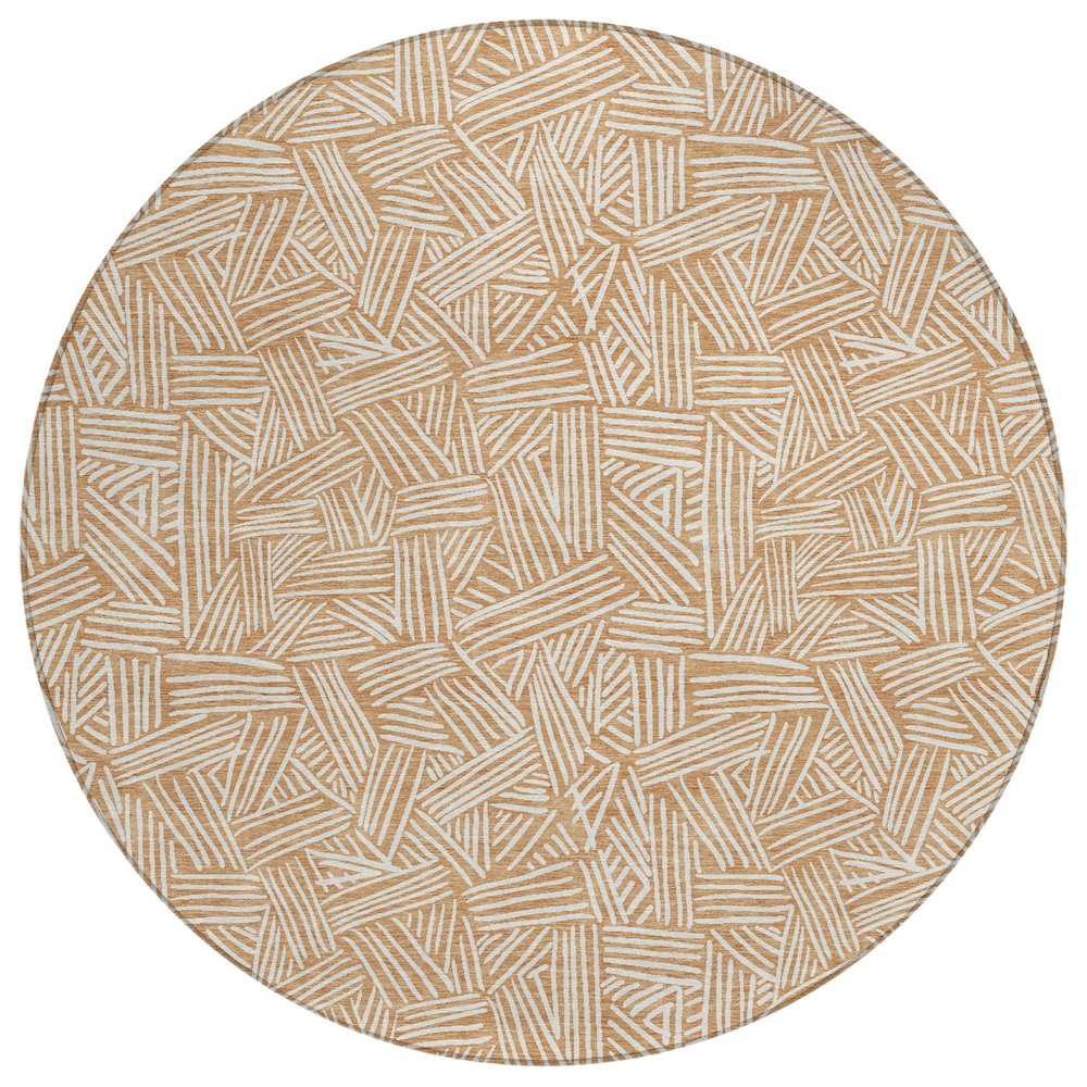 Machine Washable Indoor/Outdoor Chantille ACN2648 Orange 8' x 8' Round Rug. Picture 1