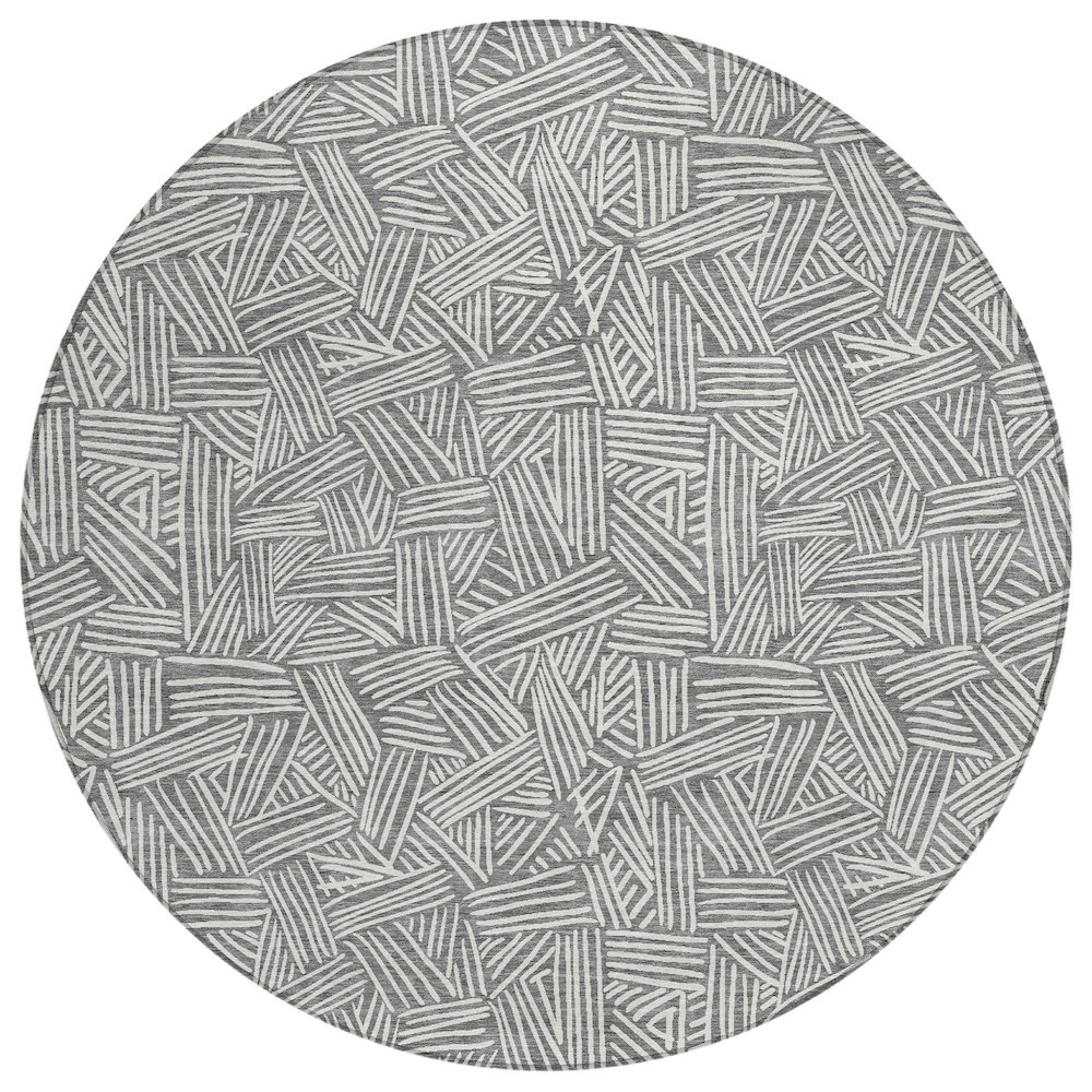 Machine Washable Indoor/Outdoor Chantille ACN2648 Gray 8' x 8' Round Rug. Picture 1