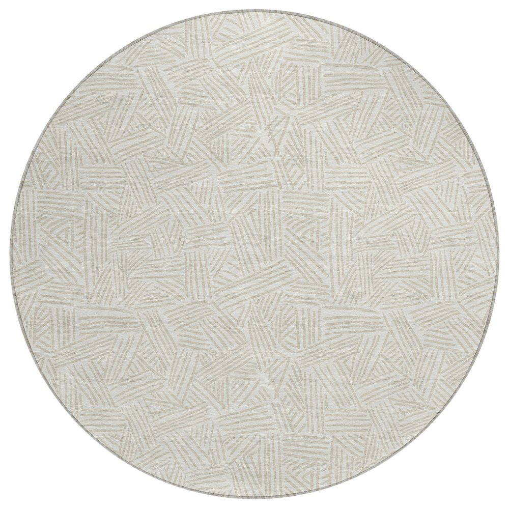 Machine Washable Indoor/Outdoor Chantille ACN2648 Ivory 8' x 8' Round Rug. Picture 1
