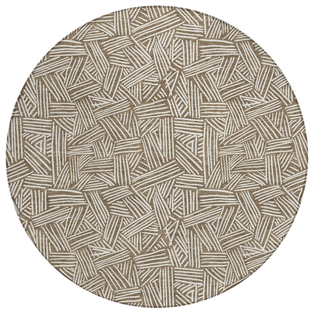 Machine Washable Indoor/Outdoor Chantille ACN2648 Brown 8' x 8' Round Rug. Picture 1