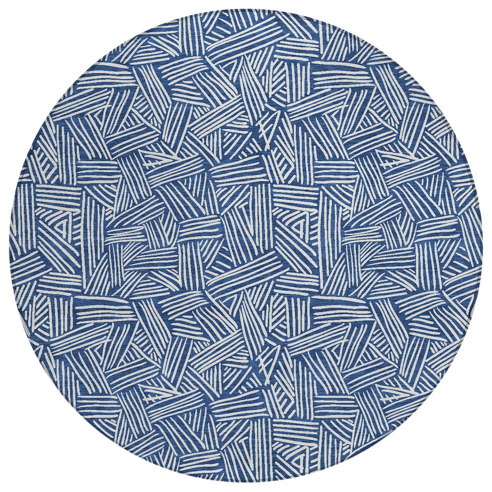 Machine Washable Indoor/Outdoor Chantille ACN2648 Blue 8' x 8' Round Rug. Picture 1