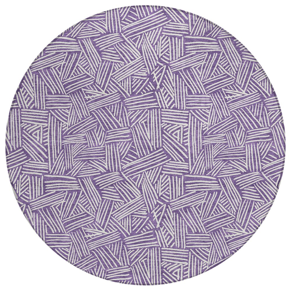 Machine Washable Indoor/Outdoor Chantille ACN2648 Purple 8' x 8' Round Rug. Picture 1