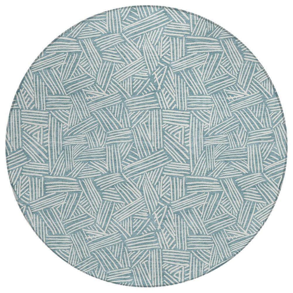 Machine Washable Indoor/Outdoor Chantille ACN2648 Teal 8' x 8' Round Rug. Picture 1