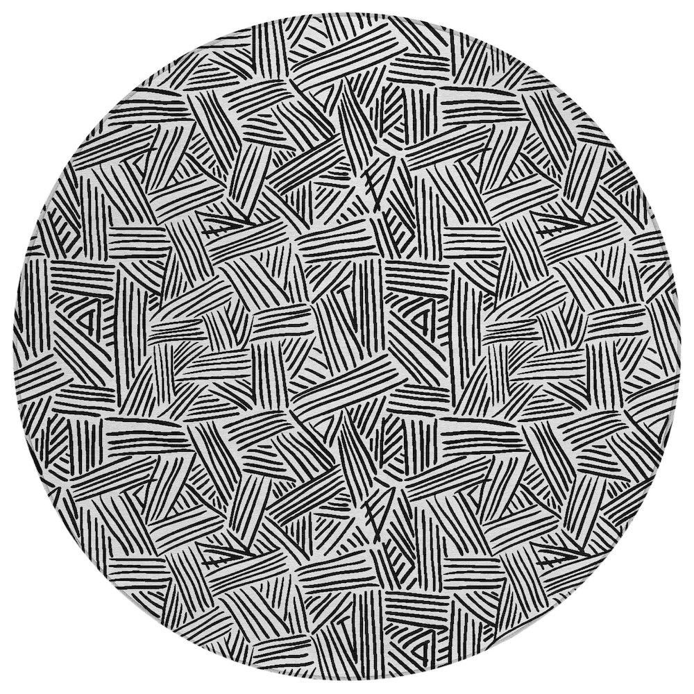 Machine Washable Indoor/Outdoor Chantille ACN2648 Ivory 8' x 8' Round Rug. Picture 1