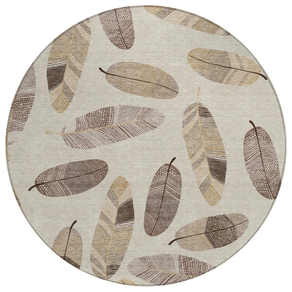 Machine Washable Indoor/Outdoor Chantille ACN2649 Brown 8' x 8' Round Rug. Picture 1