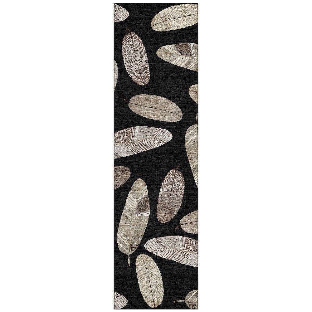 Machine Washable Indoor/Outdoor Chantille ACN2649 Black 2'3" x 7'6" Runner Rug. Picture 1