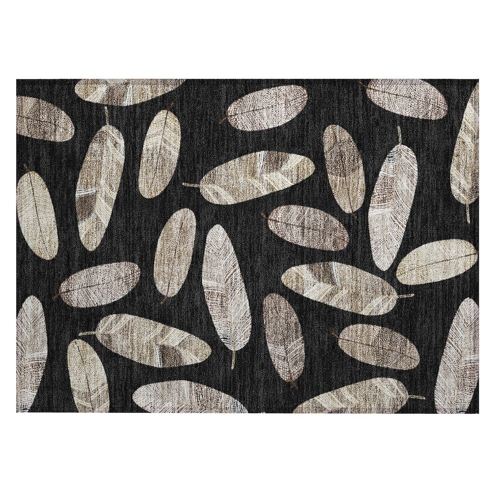 Machine Washable Indoor/Outdoor Chantille ACN2649 Black 1'8" x 2'6" Rug. Picture 1