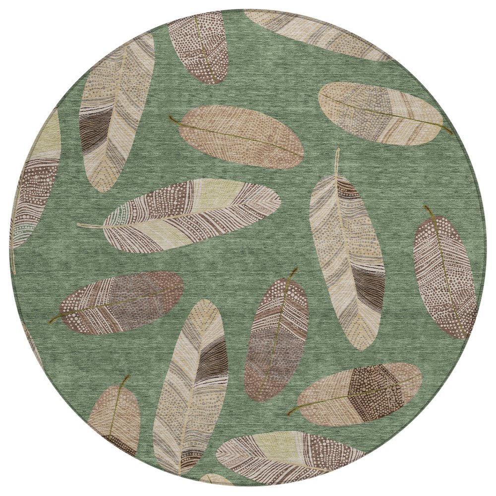 Machine Washable Indoor/Outdoor Chantille ACN2649 Green 8' x 8' Round Rug. Picture 1