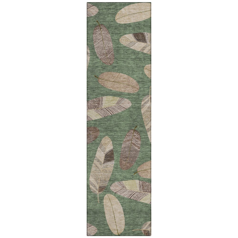 Machine Washable Indoor/Outdoor Chantille ACN2649 Green 2'3" x 7'6" Runner Rug. Picture 1