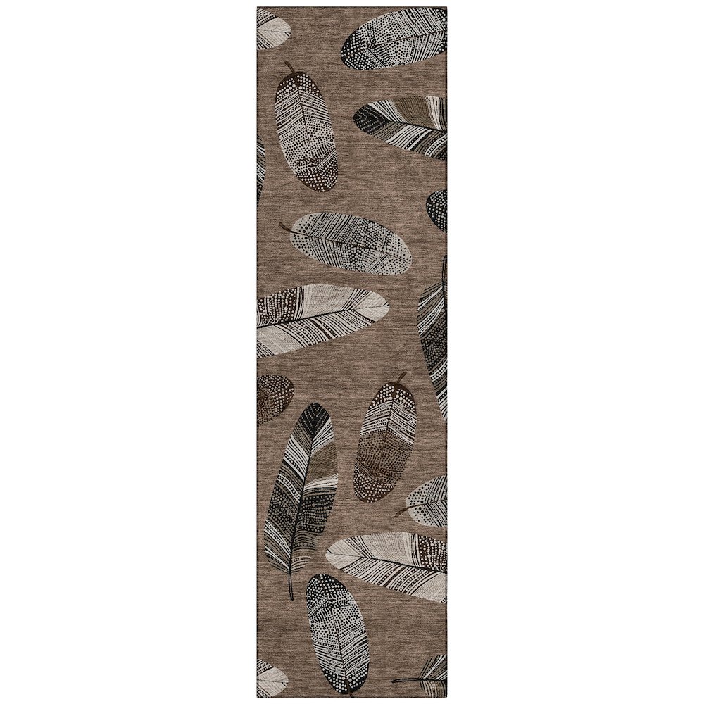 Machine Washable Indoor/Outdoor Chantille ACN2649 Brown 2'3" x 7'6" Runner Rug. Picture 1